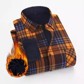 Новая мужская рубашка в клетку и флис плотная рубашка теплая деловая мужская повседневная одежда большой красный S красный