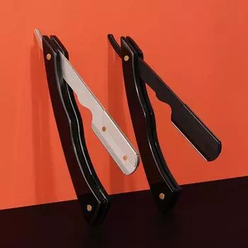 Новая мужская ручная бритва для парикмахерских, сменное лезвие из нержавеющей стали, держатель ножа, салон красоты, триммер для бровей box-packed прохладный черный