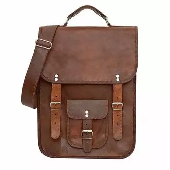 Новая мужская сумка через плечо через плечо, новая коричневая сумка из козьей кожи 11 x 9 x 3 in коричневый