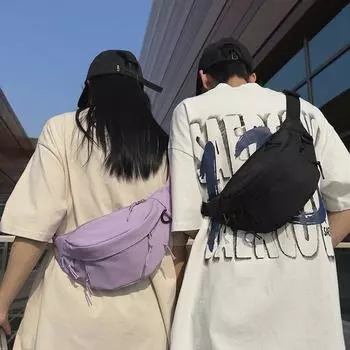 Новая мужская сумка через плечо для мобильного телефона;s Street Brand Bag Кошелек для отдыха Велосипедная нагрудная сумка для мужчин и женщин с нейлоновой сумкой на плечо M фиолетовый