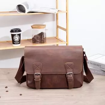 Новая мужская сумка через плечо в стиле ретро, повседневная сумка-мессенджер в японском и корейском стиле, вместительная простая мужская сумка 29cm*10cm*20cm чёрный