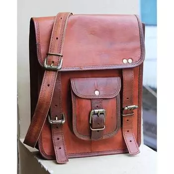 Новая мужская сумка для ноутбука из натуральной винтажной коричневой кожи, сумка-портфель через плечо 11 (L), 15 (W), 4 (D inch