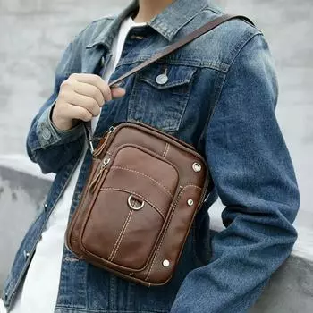 Новая мужская сумка из искусственной кожи на одно плечо, корейская мода, повседневная вертикальная сумка-мессенджер, деловая мужская сумка, мягкая нагрудная сумка 19cm*5cm*22cm чёрный