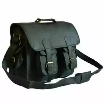 Новая мужская сумка из натуральной козьей кожи, винтажная черная сумка через плечо для ноутбука, портфель 11 x 15 in чёрный