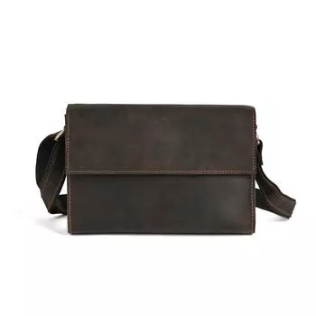 Новая мужская сумка из натуральной кожи, сумка через плечо на одно плечо, рюкзак ручной работы из воловьей кожи, минималистичная маленькая сумка, мужская кожаная сумка Crazy Horse темно-коричневого