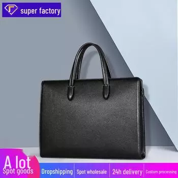 Новая мужская сумка из натуральной кожи с замком отпечатков пальцев - деловой портфель большой вместимости чёрный