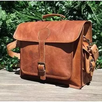 Новая мужская сумка-мессенджер из козьей кожи ручной работы для ноутбука коричневого цвета 15 x 11 x 4 in коричневый
