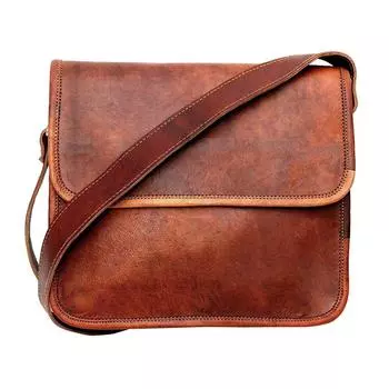 Новая мужская сумка-мессенджер из натуральной козьей кожи коричневого цвета через плечо...
