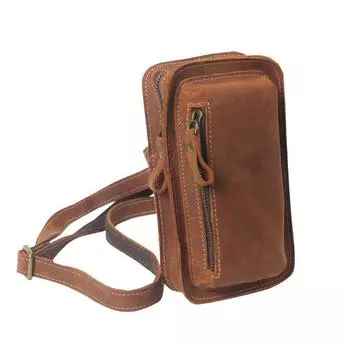 Новая мужская сумка на пояс из натуральной кожи, многофункциональная сумка для телефона Crazy Horse из воловьей кожи, сумка для телефона на вертикальном ремне, небольшой косой ремешок