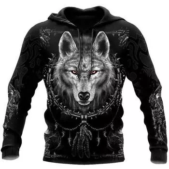 Новая мужская толстовка с капюшоном и свитшотом Wolf Tattoo Black and White 3D Printed по всей поверхности, унисекс, повседневные осенние спортивные костюмы S