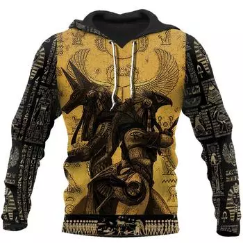 Новая мужская толстовка с капюшоном с 3D-принтом в стиле Древнего Египта, модная уличная толстовка с капюшоном с длинным рукавом, повседневная куртка, пуловер, топы для активного отдыха S
