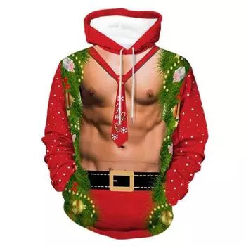 Новая мужская толстовка с капюшоном с осенним 3D-цифровым принтом, рождественская серия, модная толстовка S