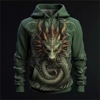 Новая мужская толстовка с капюшоном с принтом китайского лунга, модный 3D-узор дракона, новая толстовка в стиле хип-хоп, Harajuku, свободный пуловер M