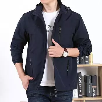 Новая мужская тонкая повседневная куртка большого размера с капюшоном для весны и осени M