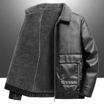 Новая мужская утолщенная куртка из искусственной кожи для молодых и средних лет. Красивая мужская куртка с лацканами. M