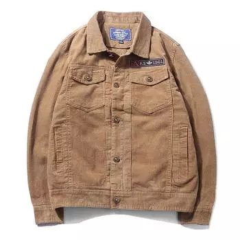 Новая мужская вельветовая куртка, винтажная куртка большого размера, верхняя часть M хаки