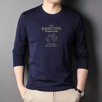 Новая мужская весенняя футболка с длинными рукавами, содержащая шелковицу Mulberry, молодежная повседневная модная футболка с круглым вырезом и длинными рукавами M