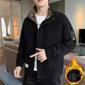Новая мужская ветрозащитная куртка на весну и осень, мужская модная брендовая куртка с воротником-стойкой, универсальная мужская флисовая куртка в корейском стиле M