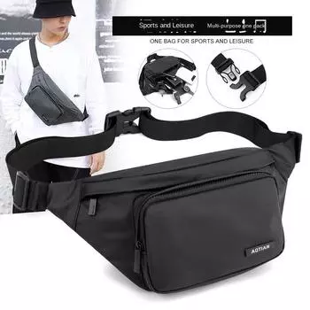 Новая мужская водонепроницаемая поясная сумка, повседневная спортивная тенденция, мужская нагрудная сумка, простая и модная, большая.