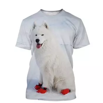 Новая мужская женская детская повседневная футболка с 3D-принтом и милым рисунком в виде животных, собак и самоедов, дышащая легкая летняя спортивная футболка S