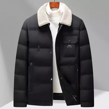 Новая мужская зимняя куртка-пуховик со съемными лацканами, куртка для мужчин среднего возраста, деловая, повседневная M синий