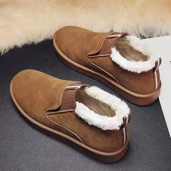 Новая мужская зимняя обувь, теплые флисовые нескользящие уличные повседневные ботинки на подкладке, зимние ботинки без шнуровки, зимняя обувь для мужчин 39