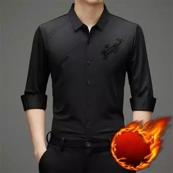 Новая мужская зимняя рубашка из бархата, утолщенная, деловая, бесшовная, флокированная, теплая рубашка M