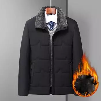 Новая мужская зимняя теплая деловая куртка, уличное ветрозащитное пальто с несколькими карманами для мужчин, утепленные куртки с флисовой подкладкой, модная повседневная одежда XL чёрный