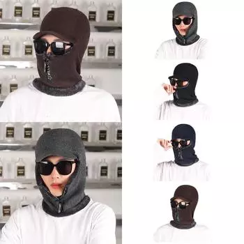 Новая мужская зимняя теплая шерстяная шапка для улицы, теплая толстая вязаная велосипедная шапка, шарф, ветрозащитный козырек, кепка Ti-de Gorras One Size чёрный