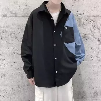 Новая национальная мода ретро-рубашка с узором «брызги чернил» с длинными рукавами для мужчин и женщин, внутренняя рубашка для студентов, подростковое пальто M белый