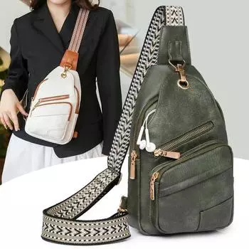 Новая нагрудная сумка из искусственной кожи с пересечением границ, модная нагрудная сумка 2024 года, женская роскошная многослойная нагрудная сумка, большой вместительный косой рюкзак на одно плечо, женский женский