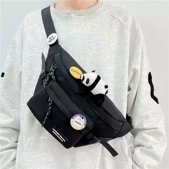 Новая нагрудная сумка мужская японская ins Harajuku спортивная сумка-мессенджер повседневная универсальная маленькая рюкзак модная br женская студенческая поясная сумка чёрный
