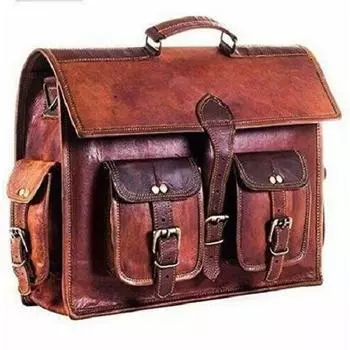 Новая натуральная винтажная коричневая кожаная сумка мужская сумка через плечо портфель для ноутбука 11 x 15 in коричневый