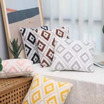 Новая наволочка с ромбовидным узором и современной минималистской геометрической подушкой, рождественская наволочка для дивана в гостиной, наволочка без наволочки 45x45cm Single pillowcase