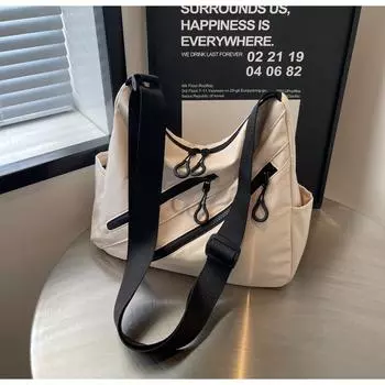 Новая нейлоновая сумка-мессенджер, универсальная, вместительная, сумка через плечо, большая вместимость, легкая, женская, трендовая чёрный