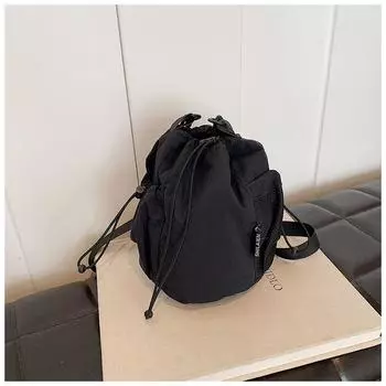 Новая нейлоновая сумка-ведро женская, высококлассная, легкая, большой вместимости, повседневная, с затягивающимся верхом, на одно плечо, через плечо чёрный