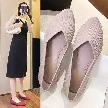 Новая непромокаемая обувь с низким берцем, резиновые сапоги, женские летние резиновые туфли для работы для взрослых, модные бахилы, нескользящие женские сандалии с неглубоким носком 35 абрикосовый