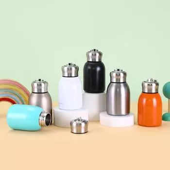 Новая нержавеющая стальная маленькая чашка для воды с кубиками жира, портативная карманная чашка с кольцом, двойная вакуумная термос-чашка из нержавеющей стали 300ml