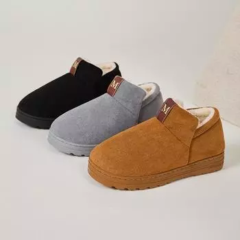 Новая нескользящая утолщенная бархатная верхняя одежда пара зимних ботинок на платформе повседневная модная хлопковая обувь 36-37 чёрный