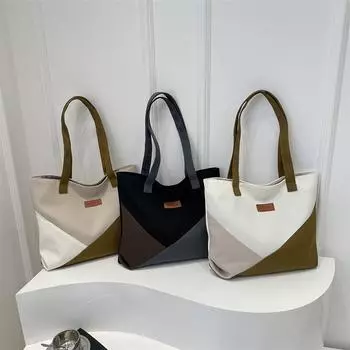 Новая нишевая дизайнерская цветная сумка-тоут большой емкости для студентов, модная контрастная цветная одноплечевая женская сумка
