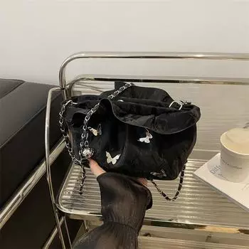 Новая нишевая дизайнерская плиссированная сумка-облако с бантом, маленькая женская универсальная сумка-мессенджер в иностранном стиле серебряный