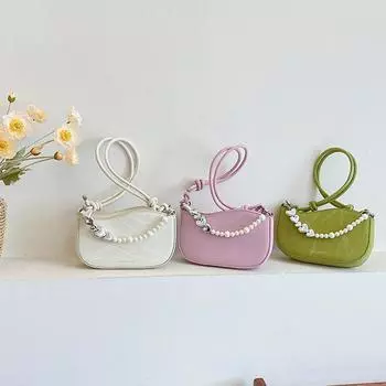 Новая нишевая дизайнерская сумка через плечо в корейском стиле с текстурой и жемчужной цепочкой