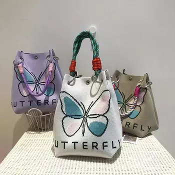 Новая нишевая дизайнерская вязаная сумка-ведро для воды, женская модная и универсальная сумка для путешествий и покупок one size