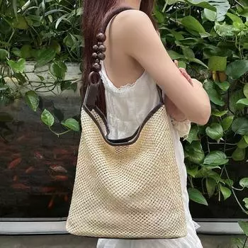 Новая нишевая полая тканая сумка большой вместимости для женщин, литературных и творческих девушек, сумка через плечо под мышками, темперамент, тенденция отпускных сумок