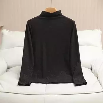 Новая нижняя рубашка однотонная жаккардовая осенне-зимняя бархатная футболка женское нижнее белье простая полуводолазка темперамент универсальный топ XL (85-55 kg recommended) белый