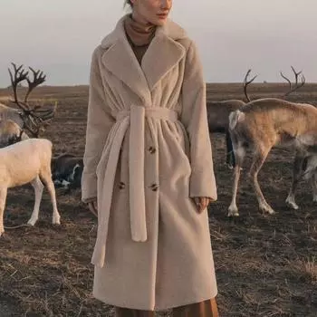 Новая норковая флисовая шуба женская удлиненная искусственный мех кролика с поясом куртка из искусственного меха S абрикосовый