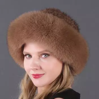 Новая норковая меховая шапка женская зимняя корейская версия теплая модная лисья меховая поля мех Adjustable