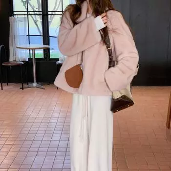 Новая норковая шуба из искусственного меха розового цвета с бархатом из норки, короткая корейская женская меховая куртка, женская зимняя меховая интегрированная XS