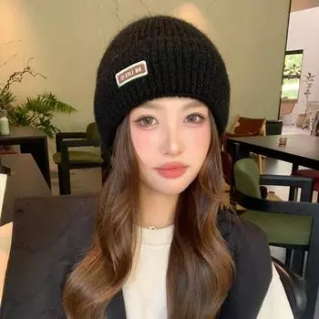 Новая новая шапка женская шерстяная вязаная шапка из смешанной шерсти зимняя теплая студенческая шапка-пуловер Tide average size