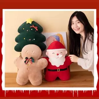 Новая новогодняя елка пряничный человечек Санта плюшевая игрушка новогодний подарок милая кукла лось декоративная подушка с праздничным подарком
